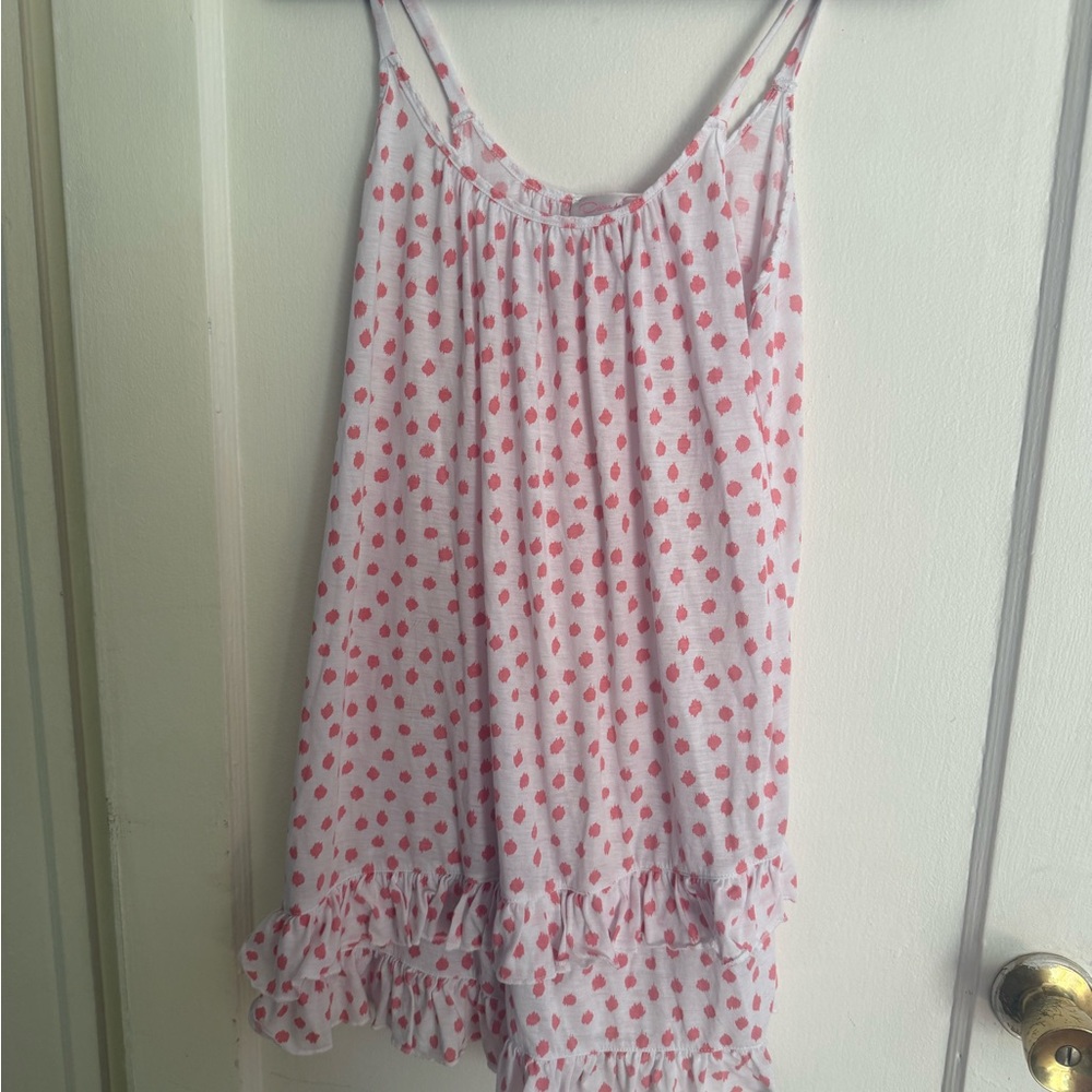 Oscar de la Renta White and Coral Dot Dress